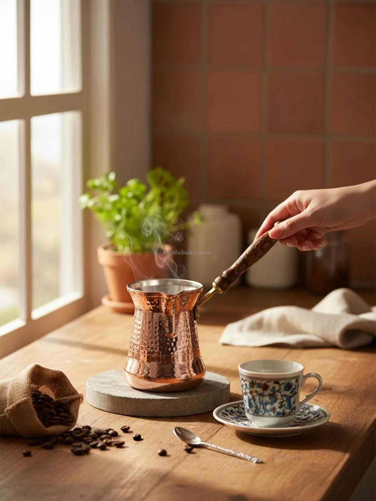 Bakır Kahve Cezvesi 4 Kişilik - Görsel 3