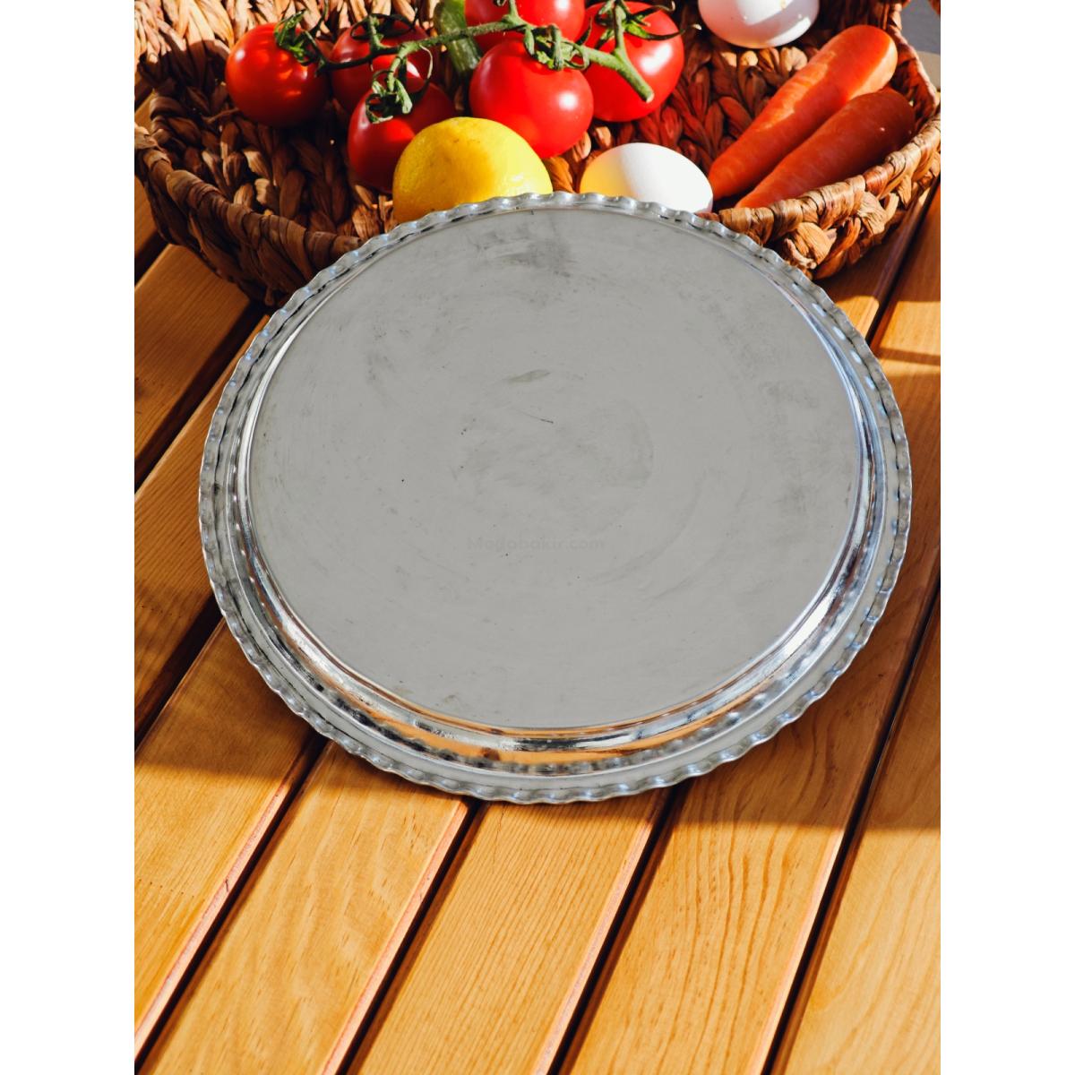Bakır Kalaylı İşlemeli Tepsi 27 Cm - Görsel 4