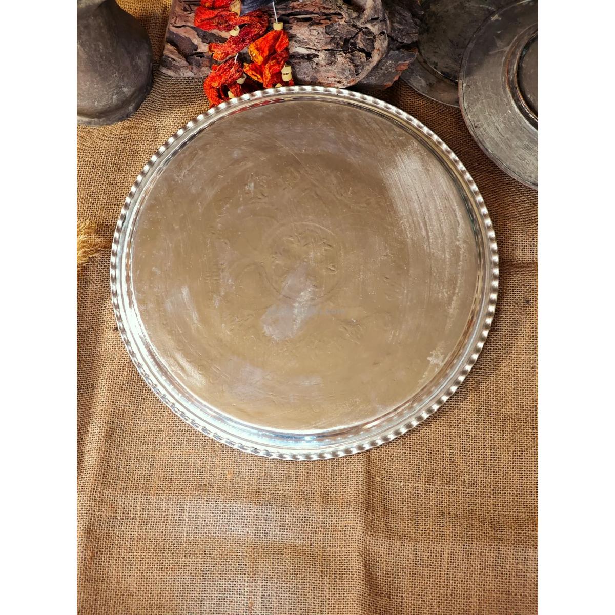 Bakır Kalaylı İşlemeli Tepsi 34 Cm - Görsel 3