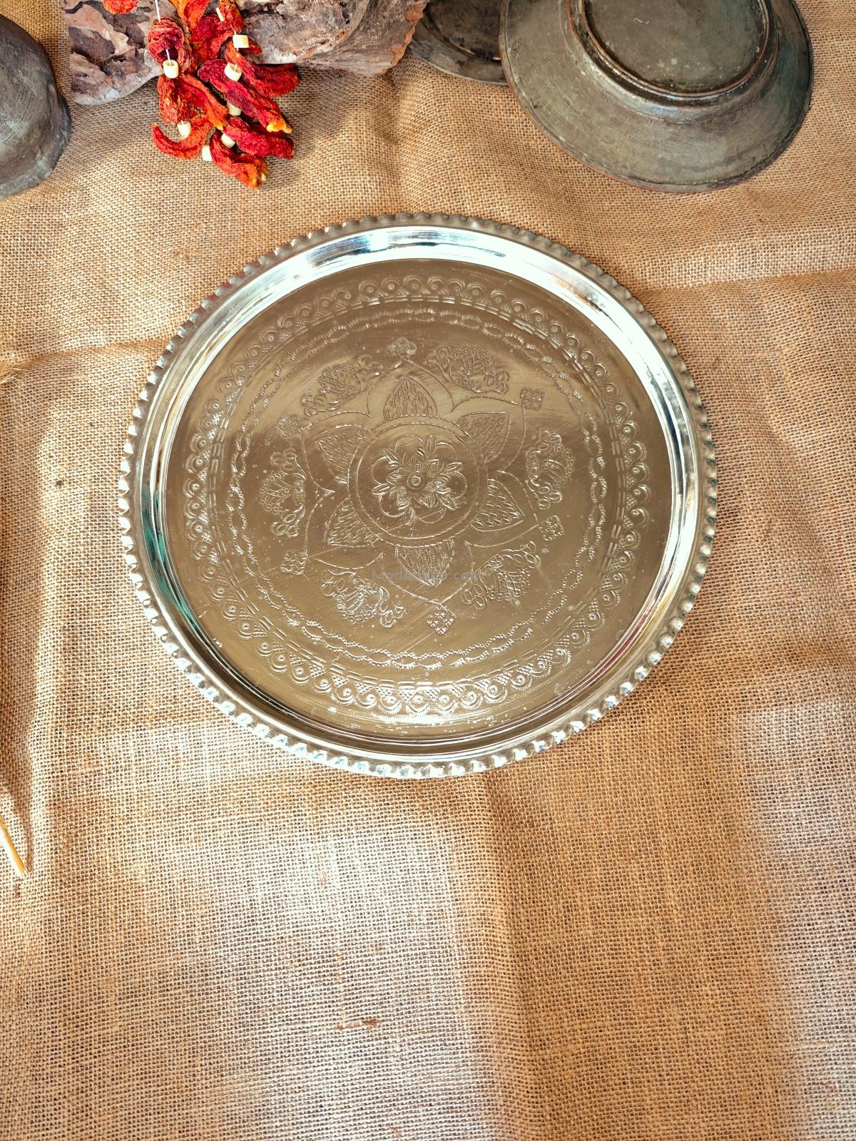 Bakır Kalaylı İşlemeli Tepsi 45 Cm - Görsel 4