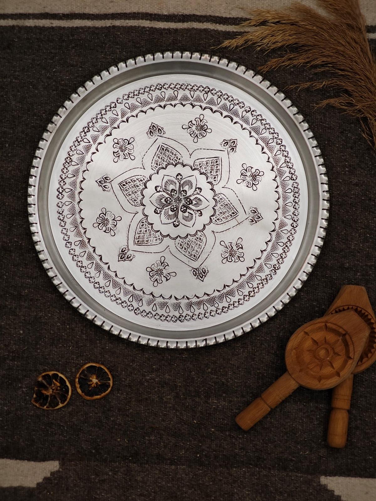 Bakır Şark Köşesi Tepsi 45 Cm - Görsel 3