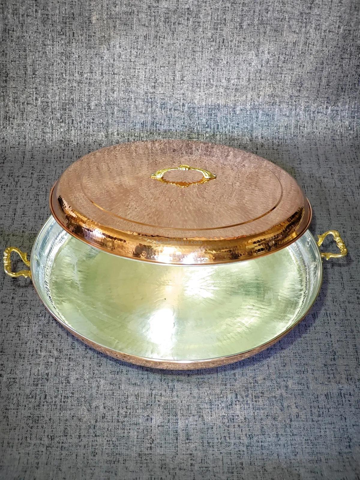 Bakır Kapaklı Büyük Sac Tava 55 cm - Görsel 2