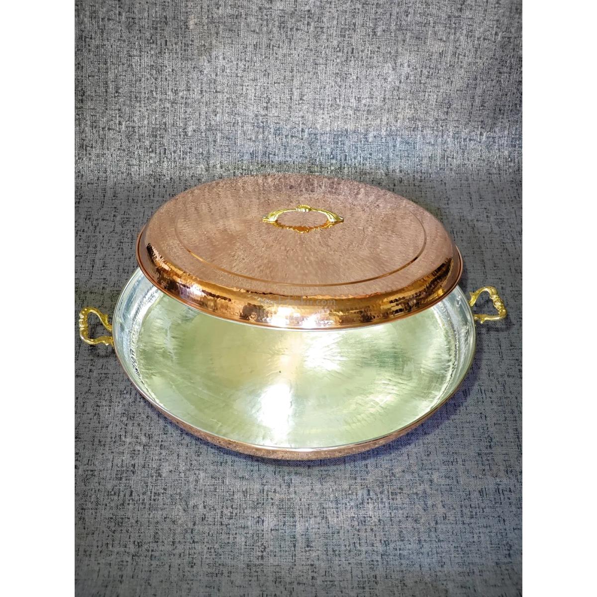 Bakır Kapaklı Büyük Sac Tava 55 cm - Görsel 2