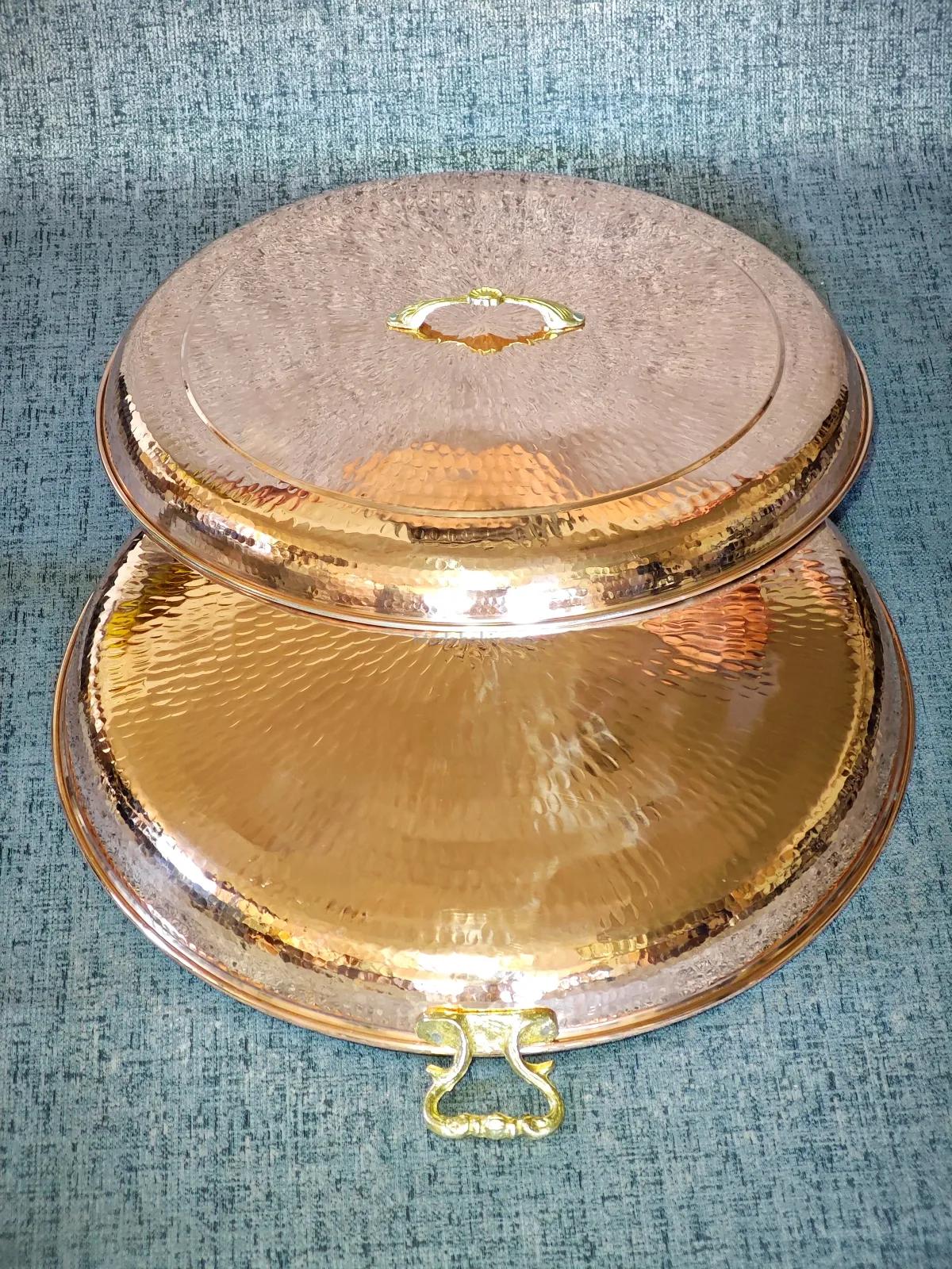 Bakır Kapaklı Büyük Sac Tava 55 cm - Görsel 3