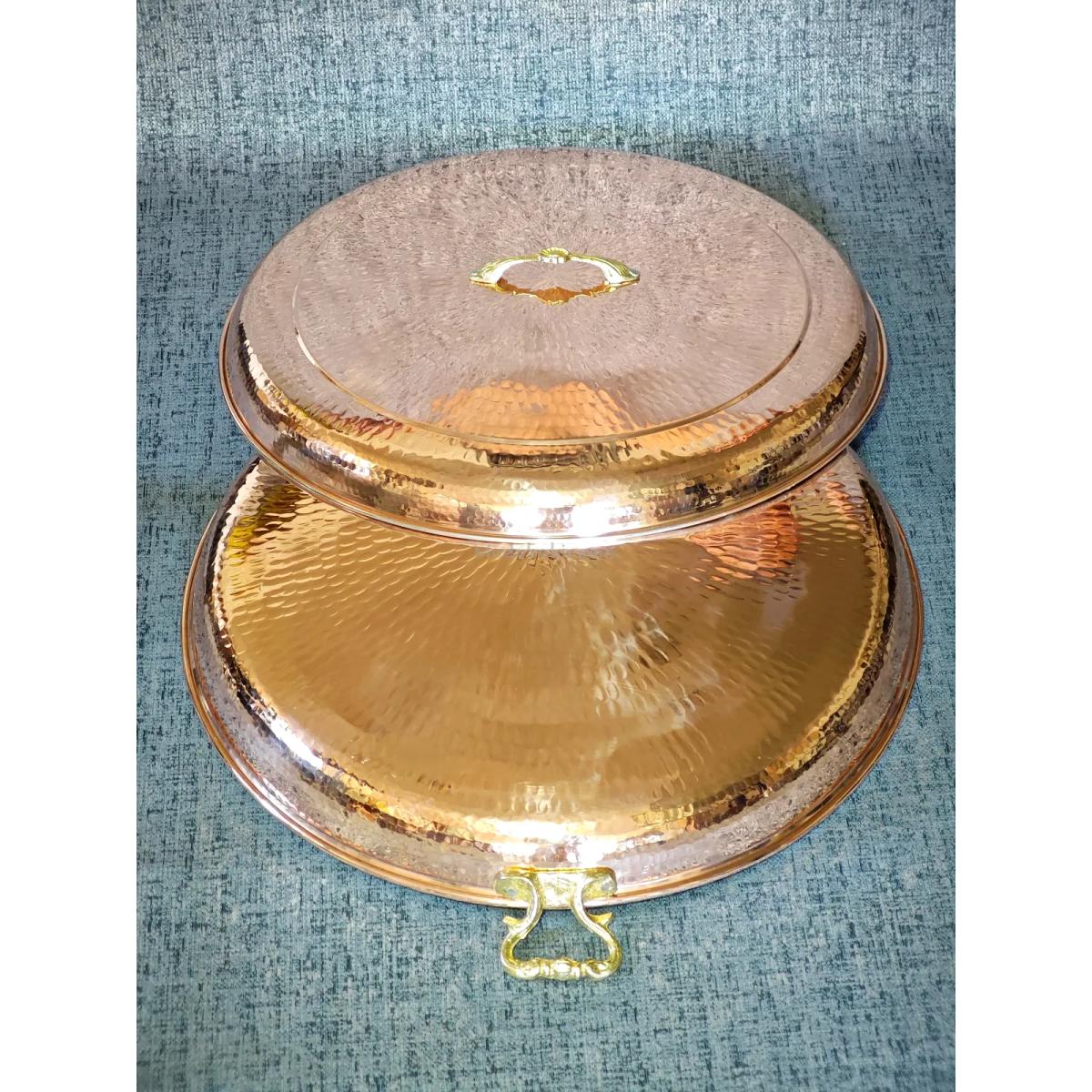 Bakır Kapaklı Büyük Sac Tava 55 cm - Görsel 3