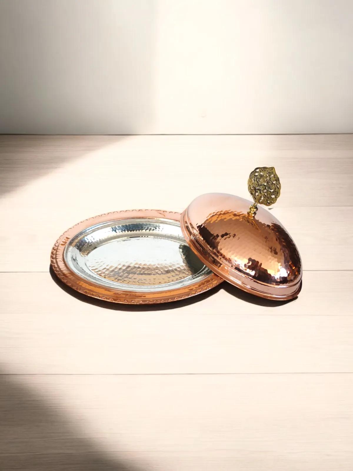 Bakır Kapaklı Kayık Sahan 35 Cm - Görsel 2