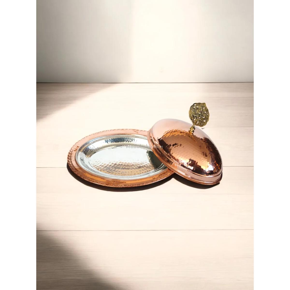 Bakır Kapaklı Kayık Sahan 35 Cm - Görsel 2