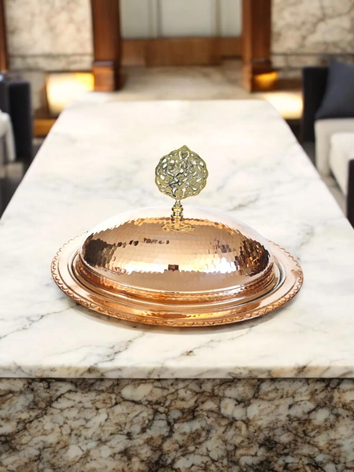 Bakır Kapaklı Kayık Sahan 35 Cm - Görsel 4