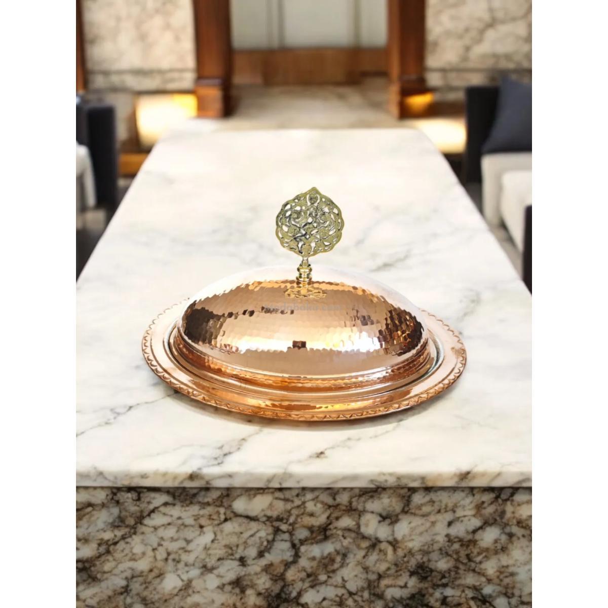 Bakır Kapaklı Kayık Sahan 35 Cm - Görsel 4