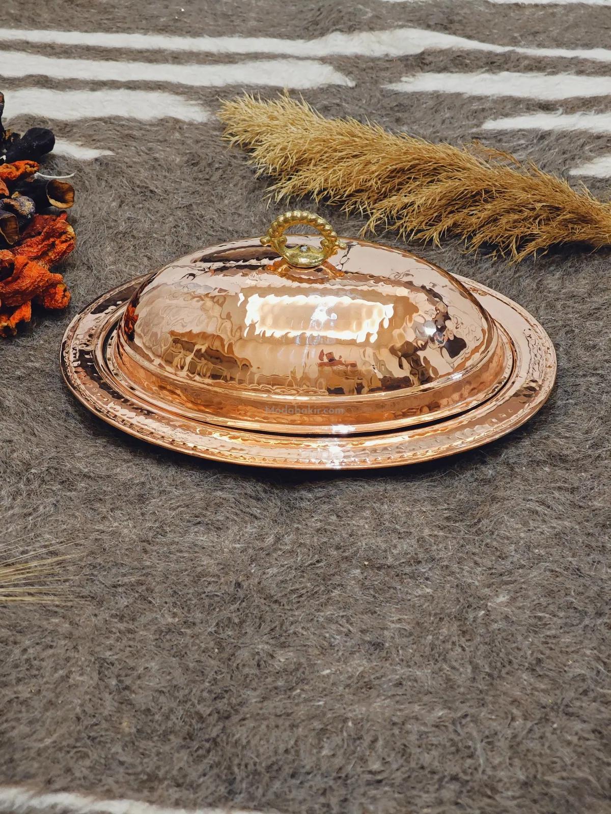 Bakır Kapaklı Kayık Sahan 30 Cm - Görsel 3