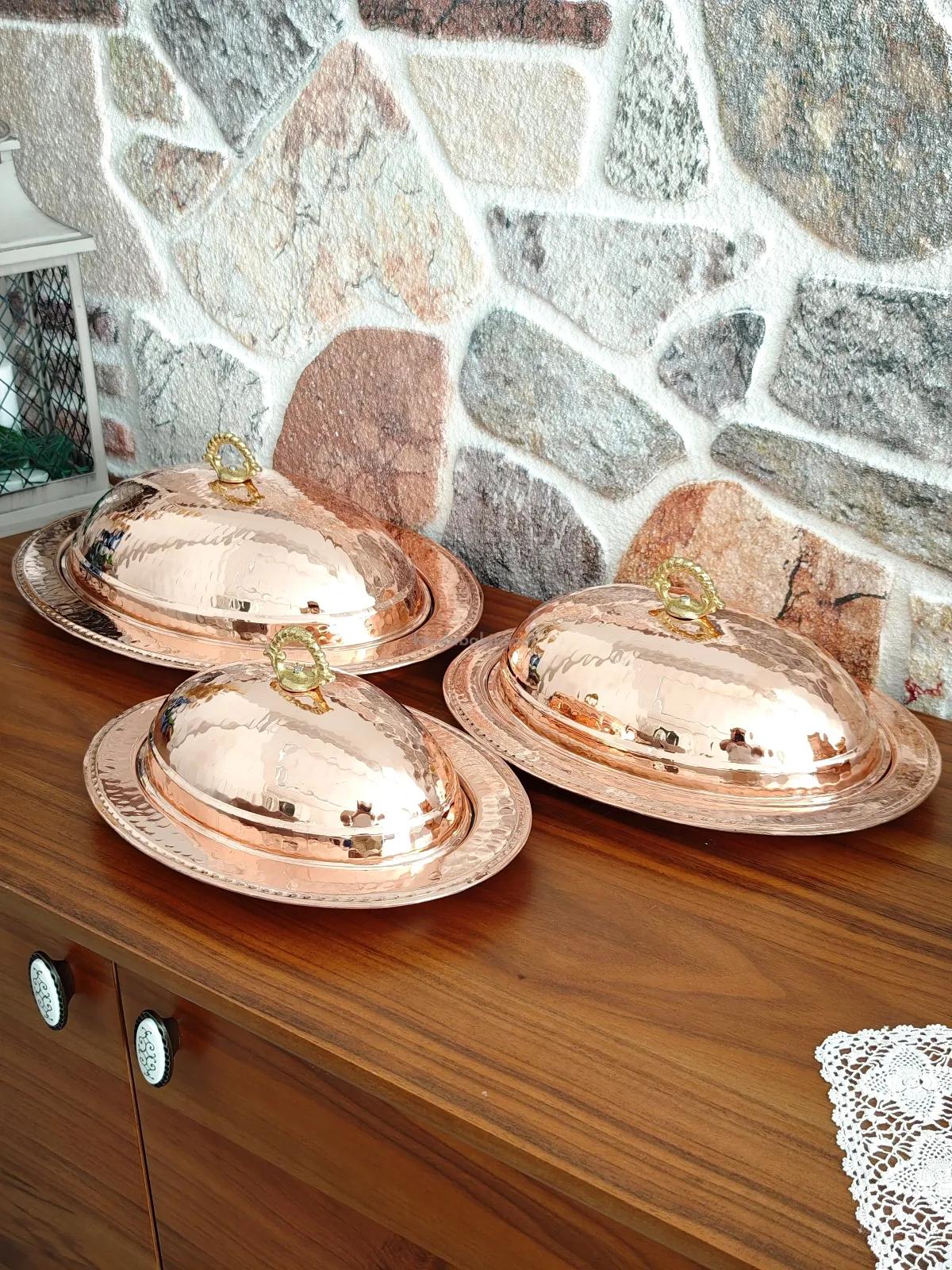 Bakır Kapaklı Kayık Sahan 40 Cm - Görsel 2