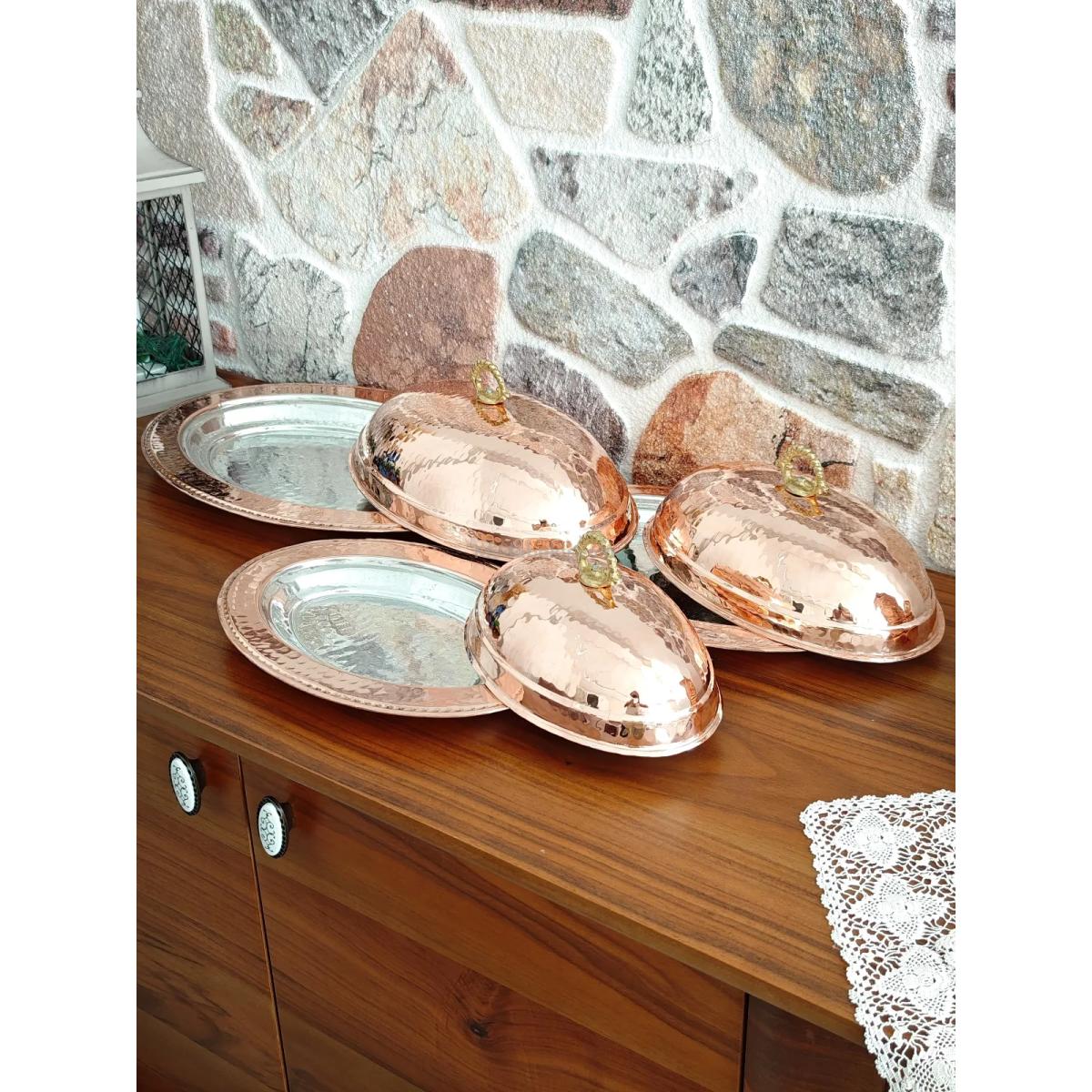 Bakır Kapaklı Kayık Sahan 40 Cm - Görsel 3