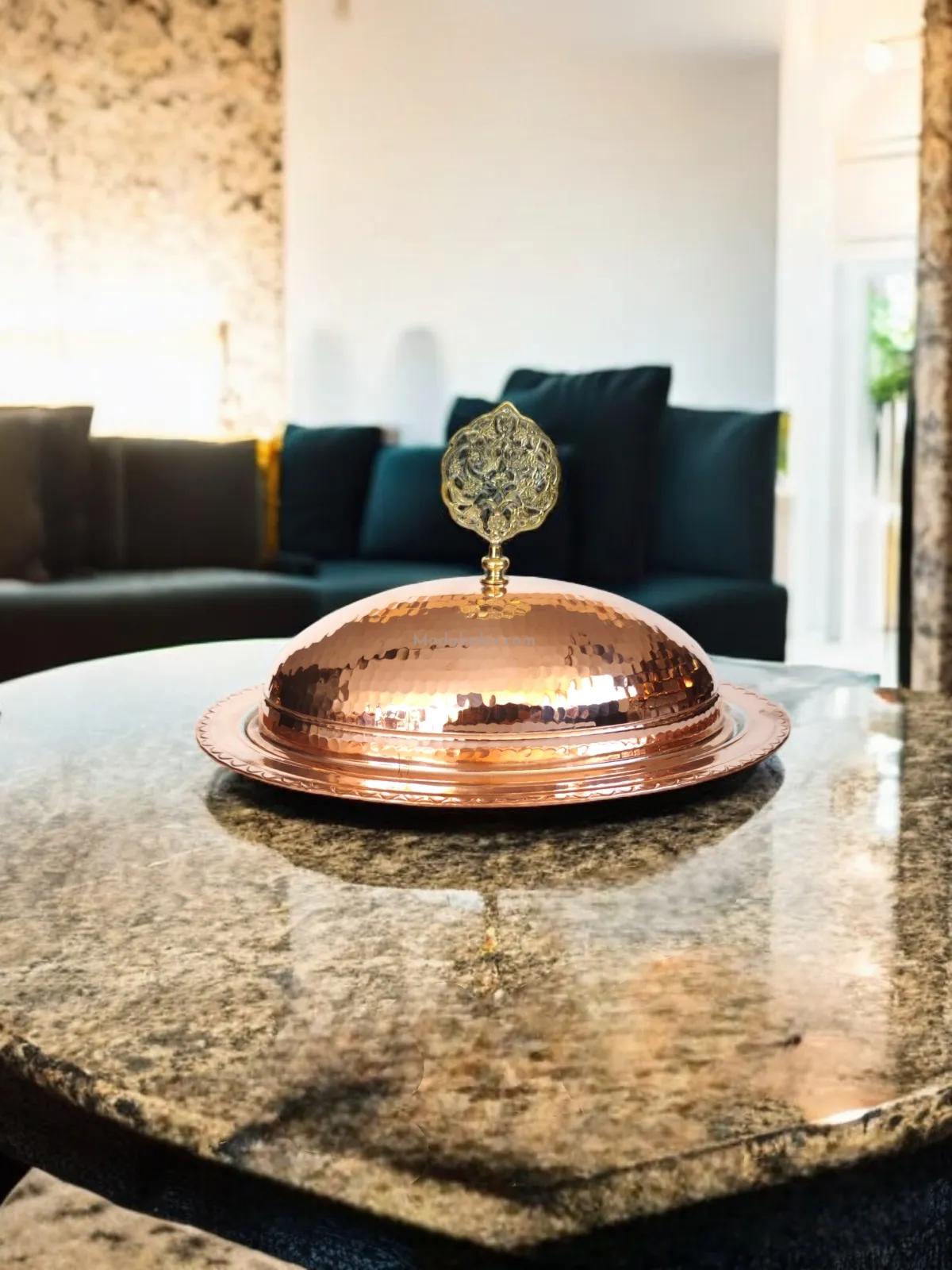 Bakır Kapaklı Kayık Sahan 40 Cm - Görsel 4