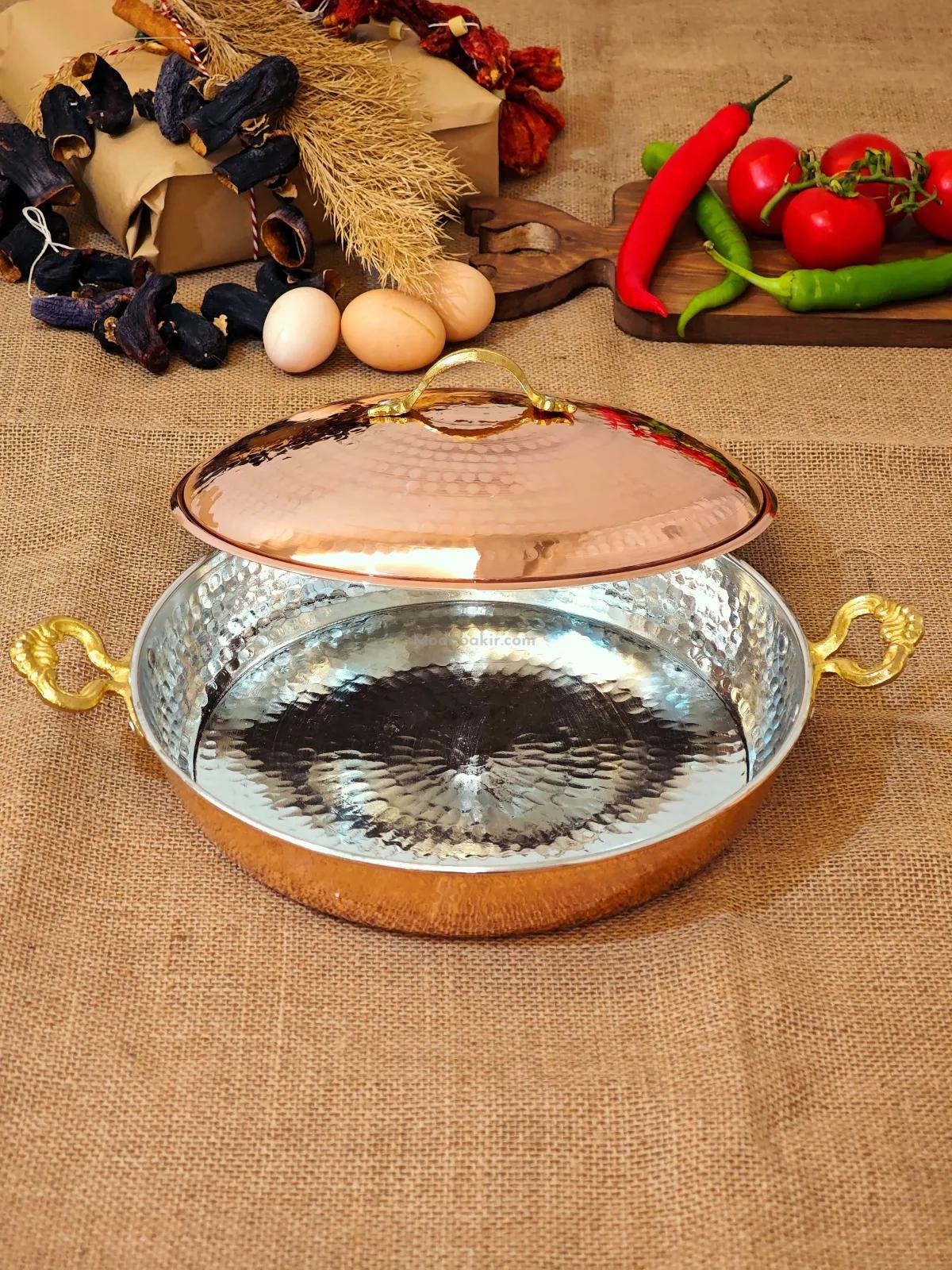 Kapaklı Bakır Tava 24 cm - Görsel 2