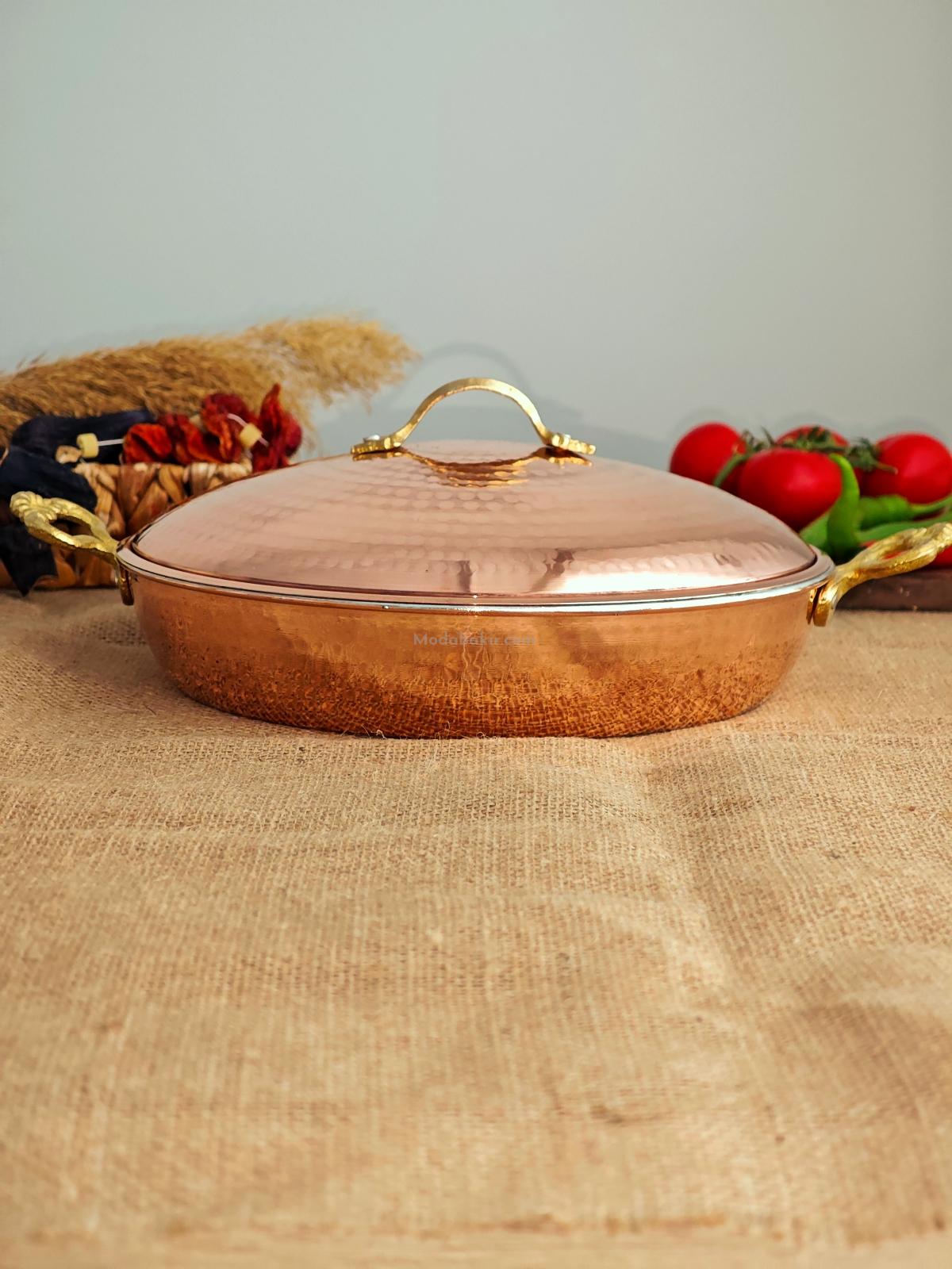 Kapaklı Bakır Tava 27 cm - Görsel 3