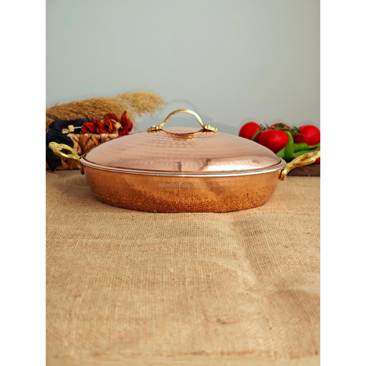 Kapaklı Bakır Tava 27 cm - Görsel 3