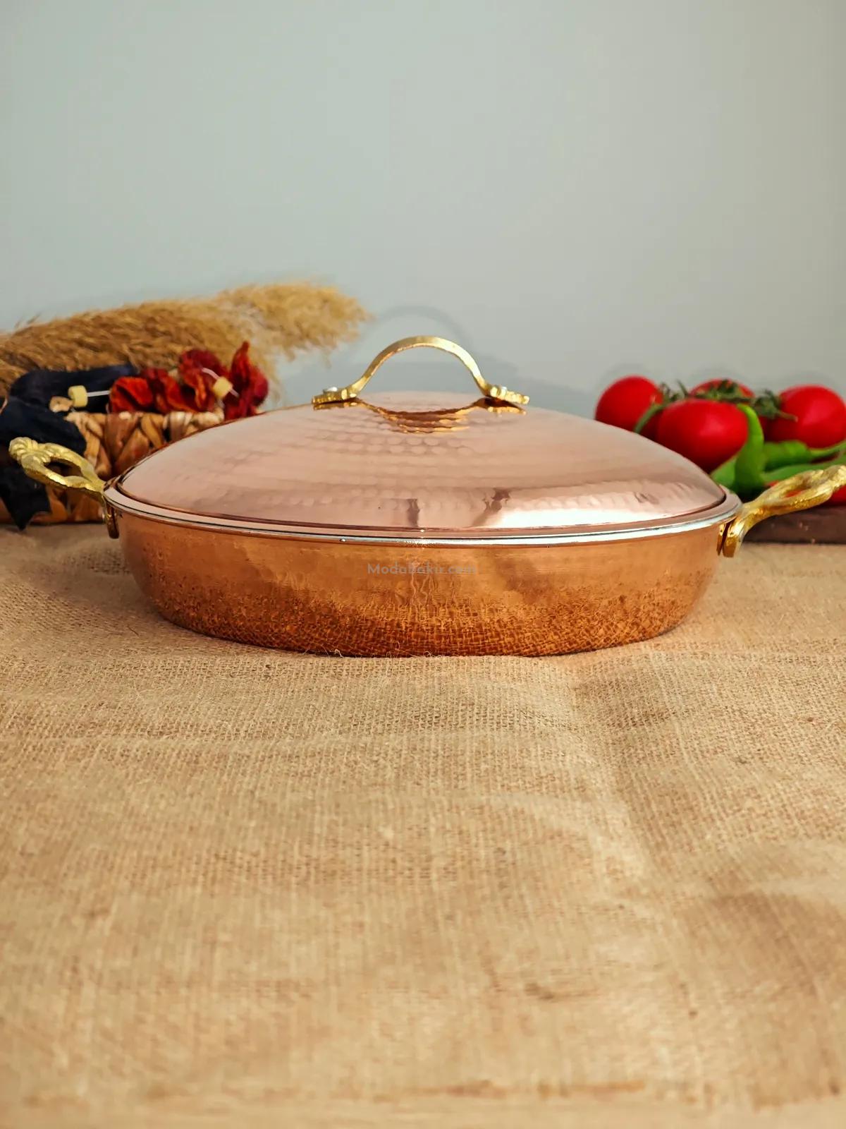 Kapaklı Bakır Tava 24 cm - Görsel 3