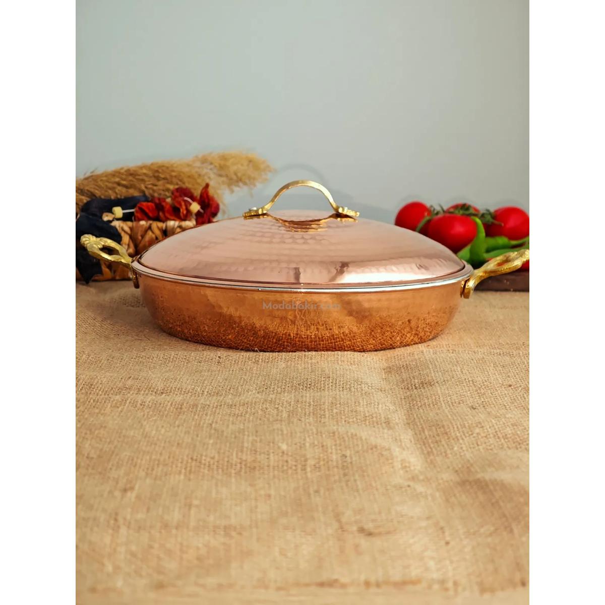 Kapaklı Bakır Tava 24 cm - Görsel 3