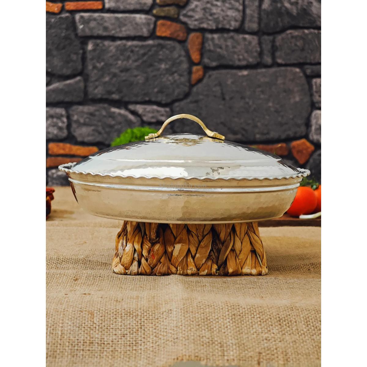 Bakır Pilav Tencere El Yapımı 30 Cm Gümüş - Görsel 2