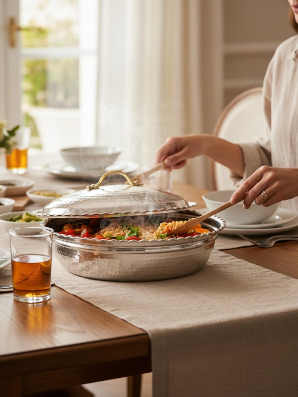 Bakır Pilav Tencere El Yapımı 30 Cm Gümüş - Görsel 6