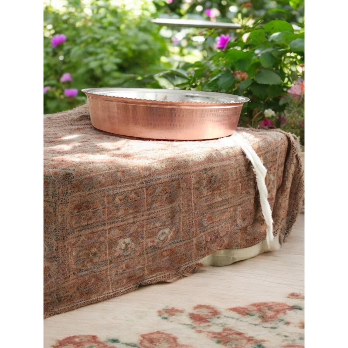 Bakır Çiğ Köfte Leğeni 54 Cm - Görsel 2