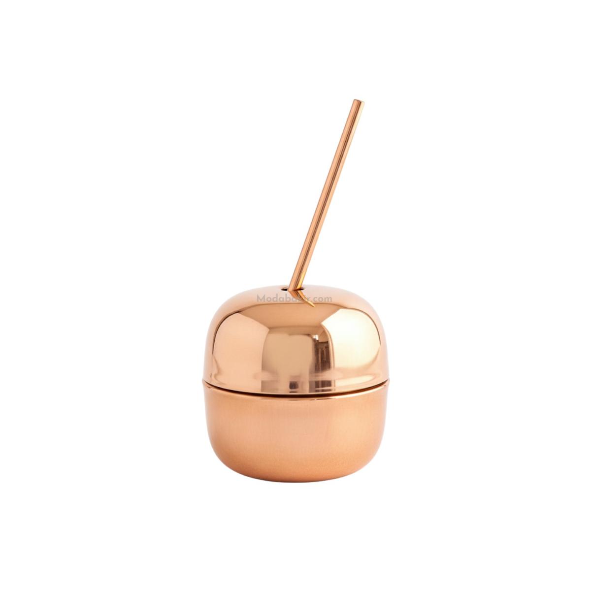 Bakır Kokteyl Bardağı Pipetli - Görsel 1