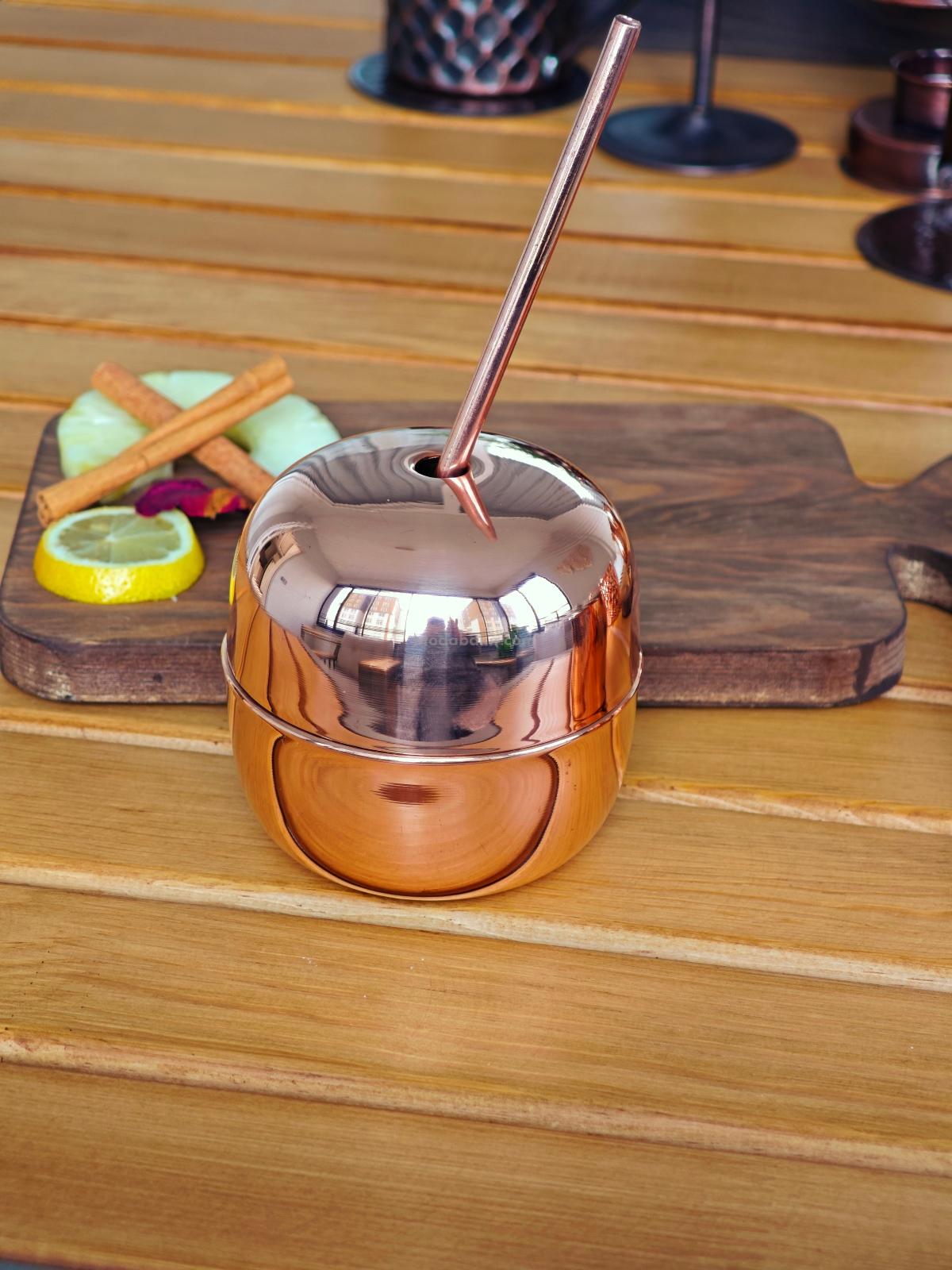 Bakır Kokteyl Bardağı Pipetli - Görsel 5