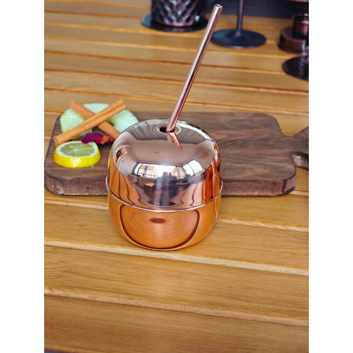 Bakır Kokteyl Bardağı Pipetli - Görsel 5