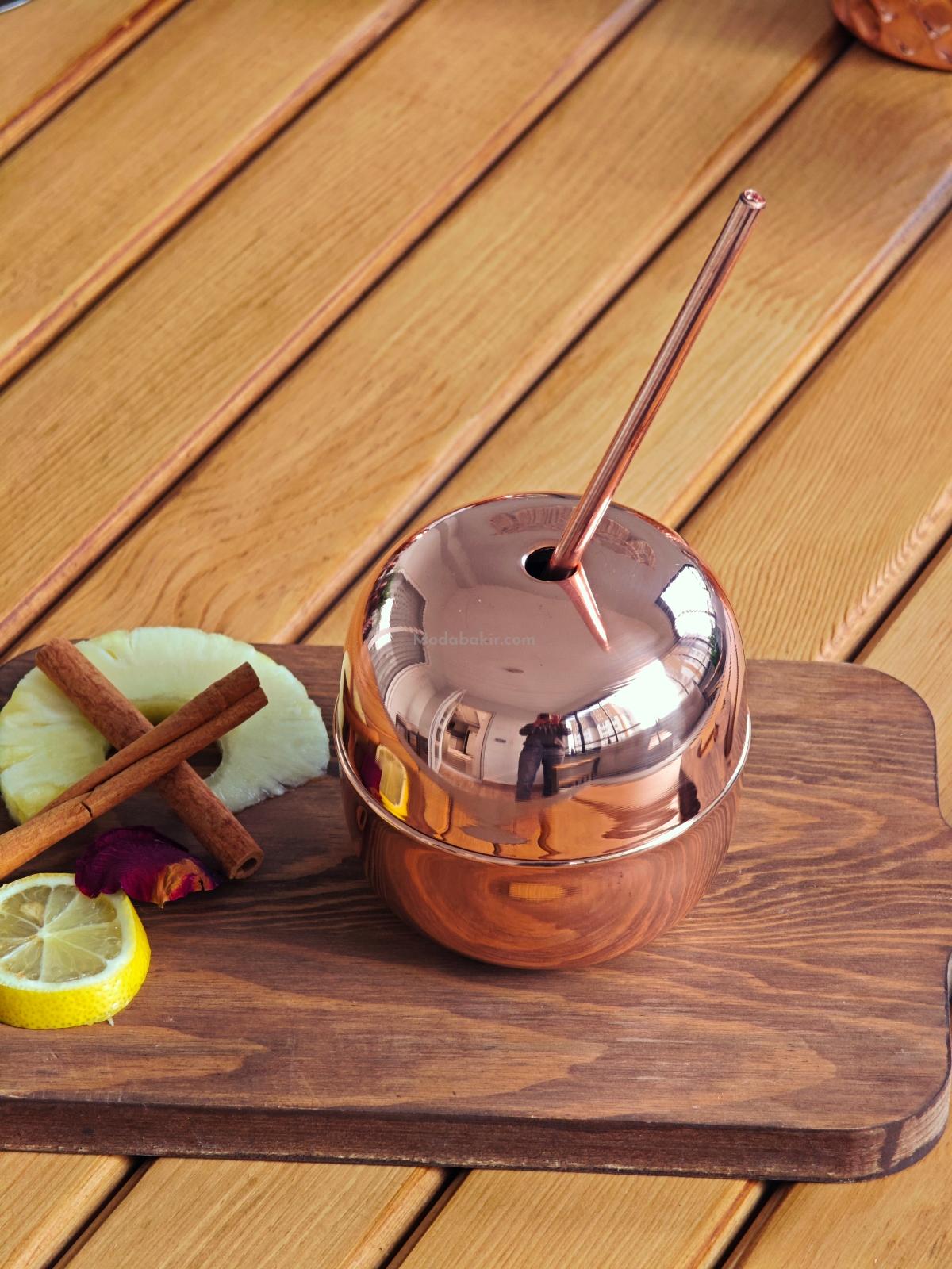 Bakır Kokteyl Bardağı Pipetli - Görsel 7