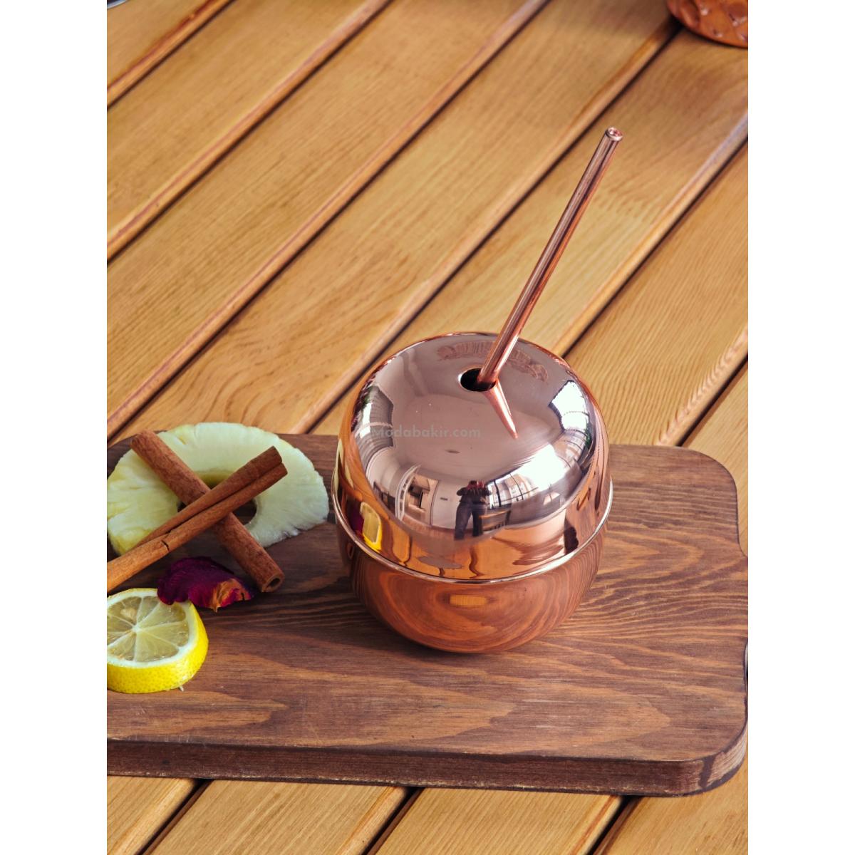 Bakır Kokteyl Bardağı Pipetli - Görsel 7