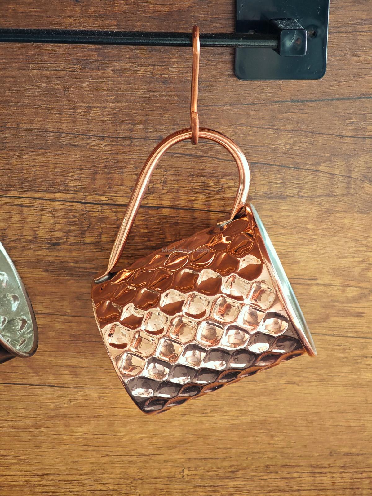 Bakır Kulplu Bardak Petekli - Görsel 2