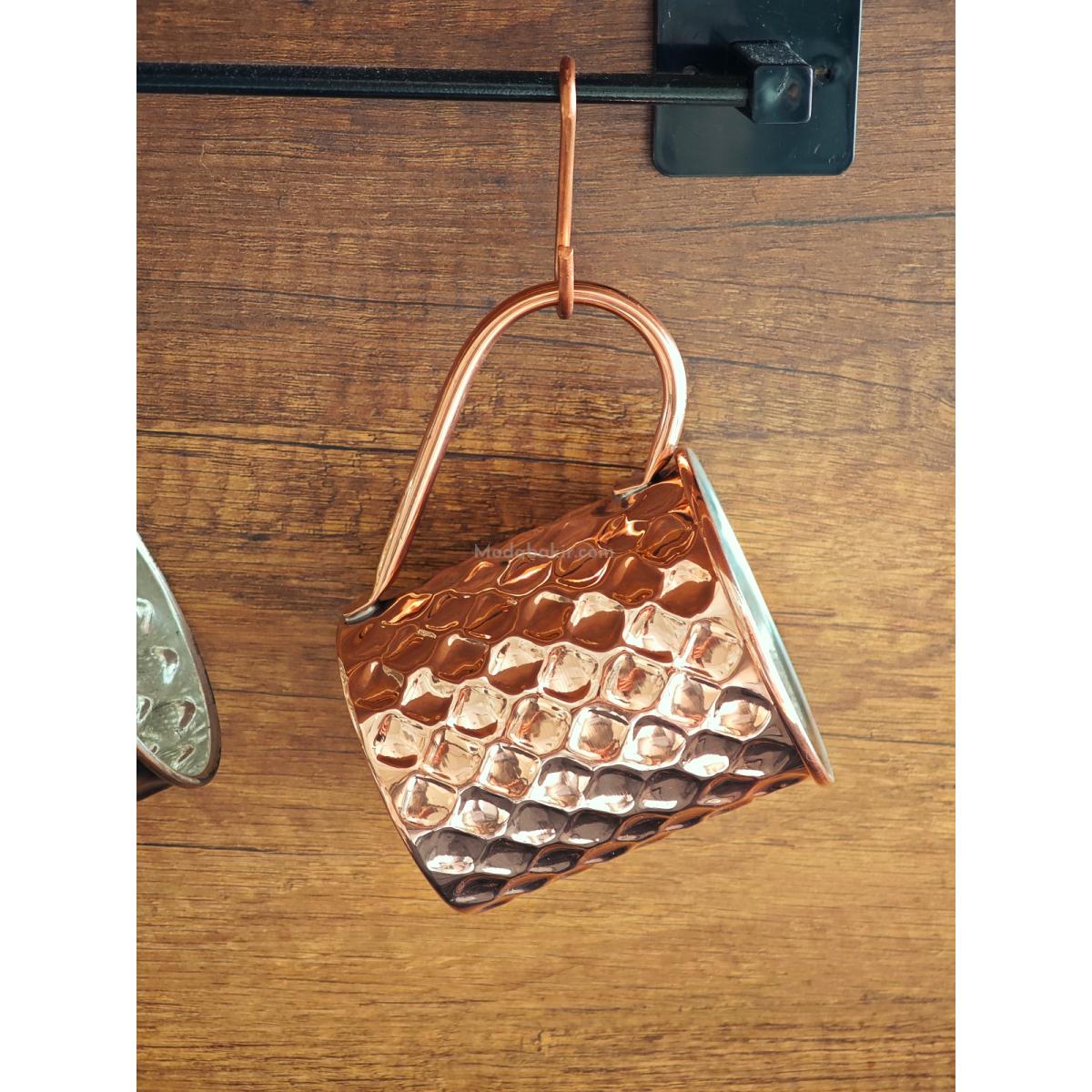 Bakır Kulplu Bardak Petekli - Görsel 2