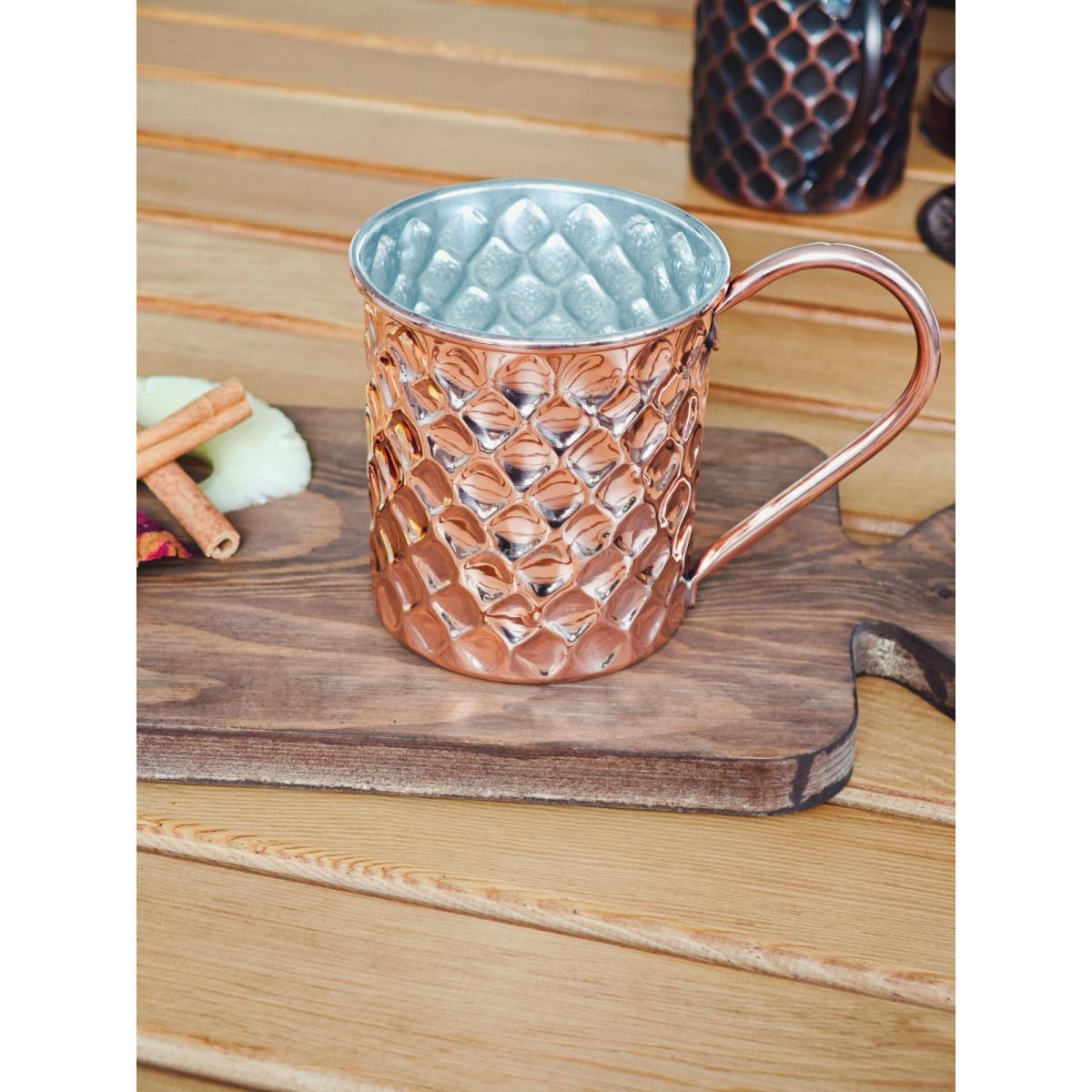 Bakır Kulplu Bardak Petekli - Görsel 4