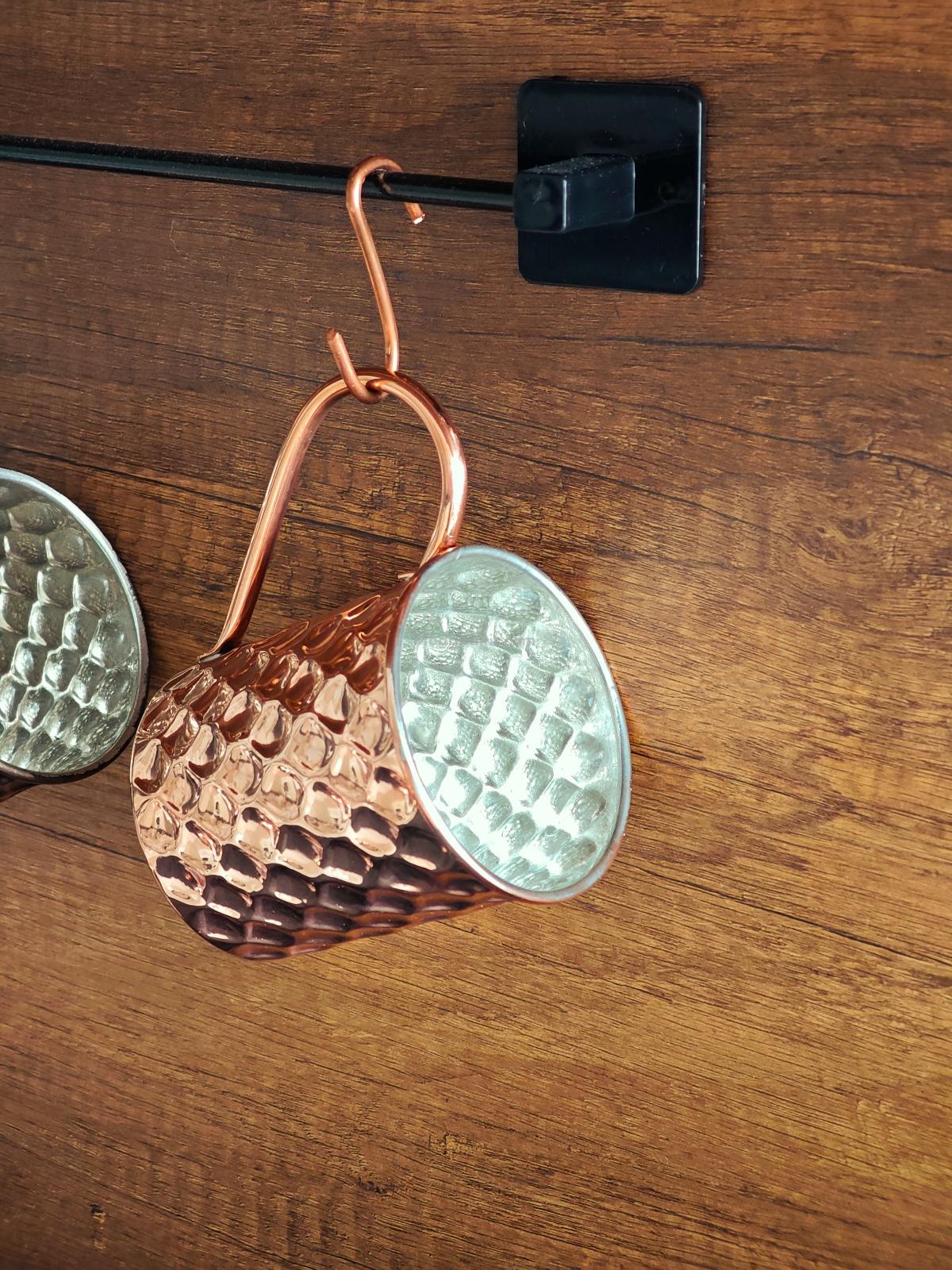 Bakır Kulplu Bardak Petekli - Görsel 5