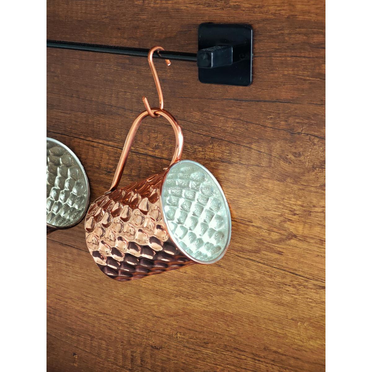 Bakır Kulplu Bardak Petekli - Görsel 5