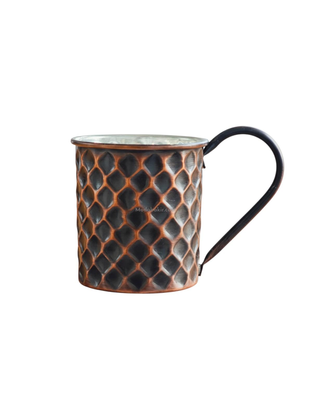 Bakır Kulplu Bardak Petekli Oksit - Görsel 1