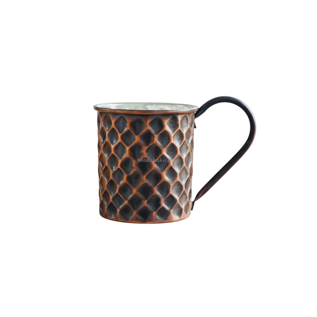 Bakır Kulplu Bardak Petekli Oksit - Görsel 1