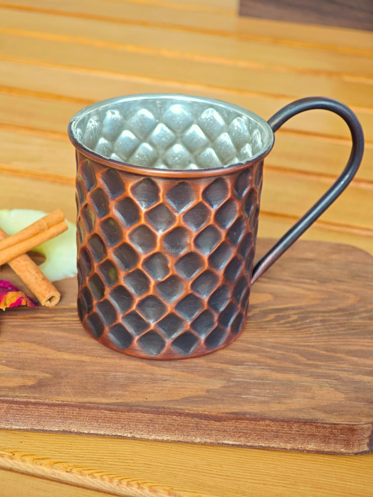 Bakır Kulplu Bardak Petekli Oksit - Görsel 2