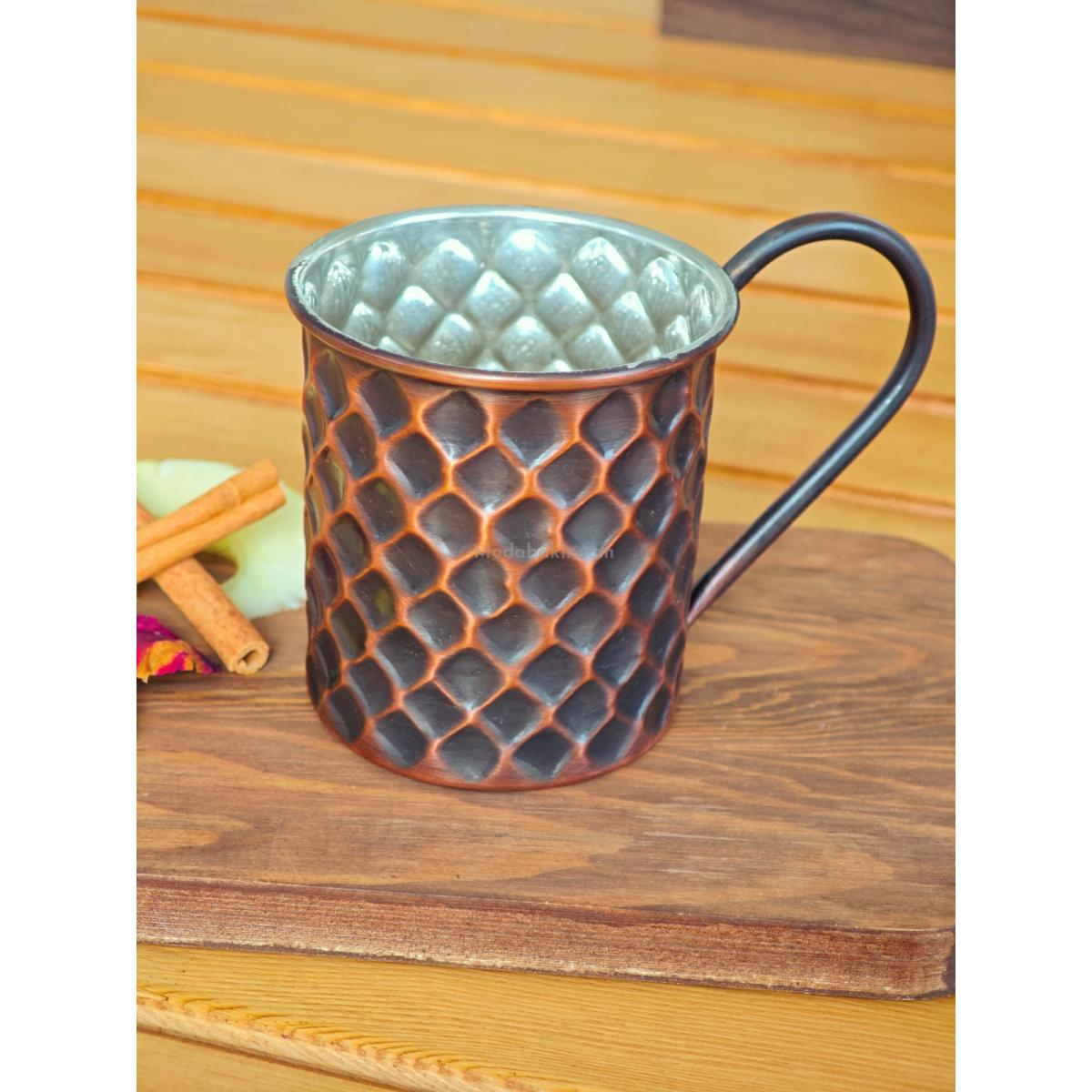 Bakır Kulplu Bardak Petekli Oksit - Görsel 2