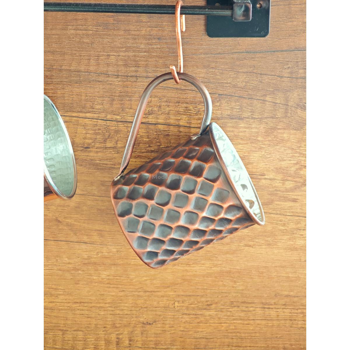 Bakır Kulplu Bardak Petekli Oksit - Görsel 4