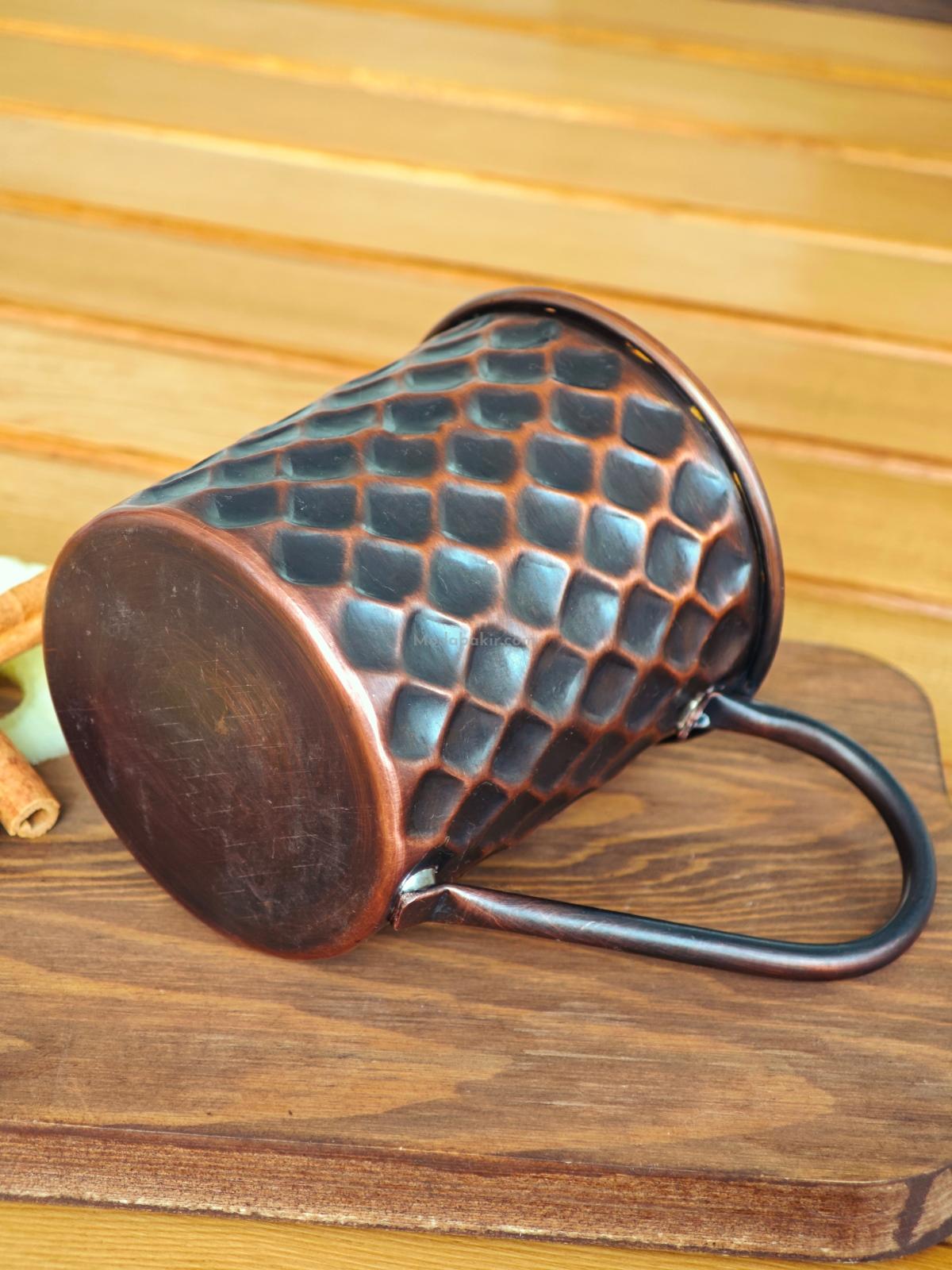 Bakır Kulplu Bardak Petekli Oksit - Görsel 6