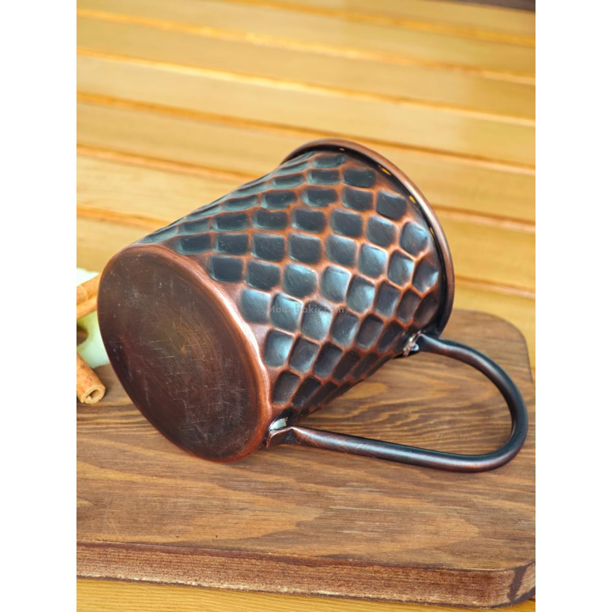 Bakır Kulplu Bardak Petekli Oksit - Görsel 6