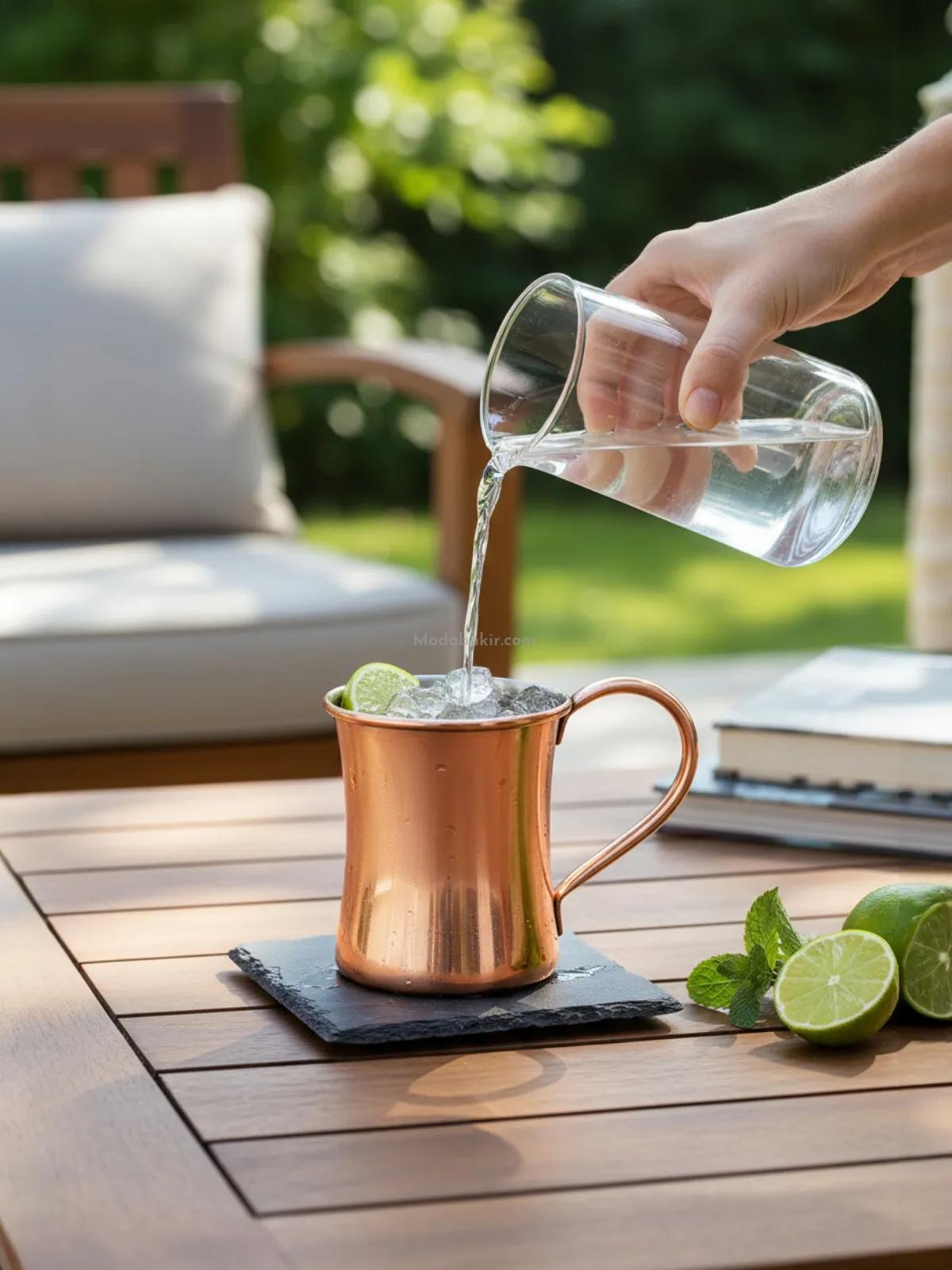 Bakır Kupa İnce Belli Bardak - Görsel 4