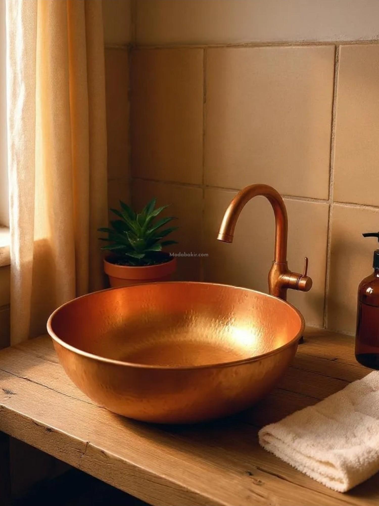 Bakır Lavabo 45 cm - Görsel 2