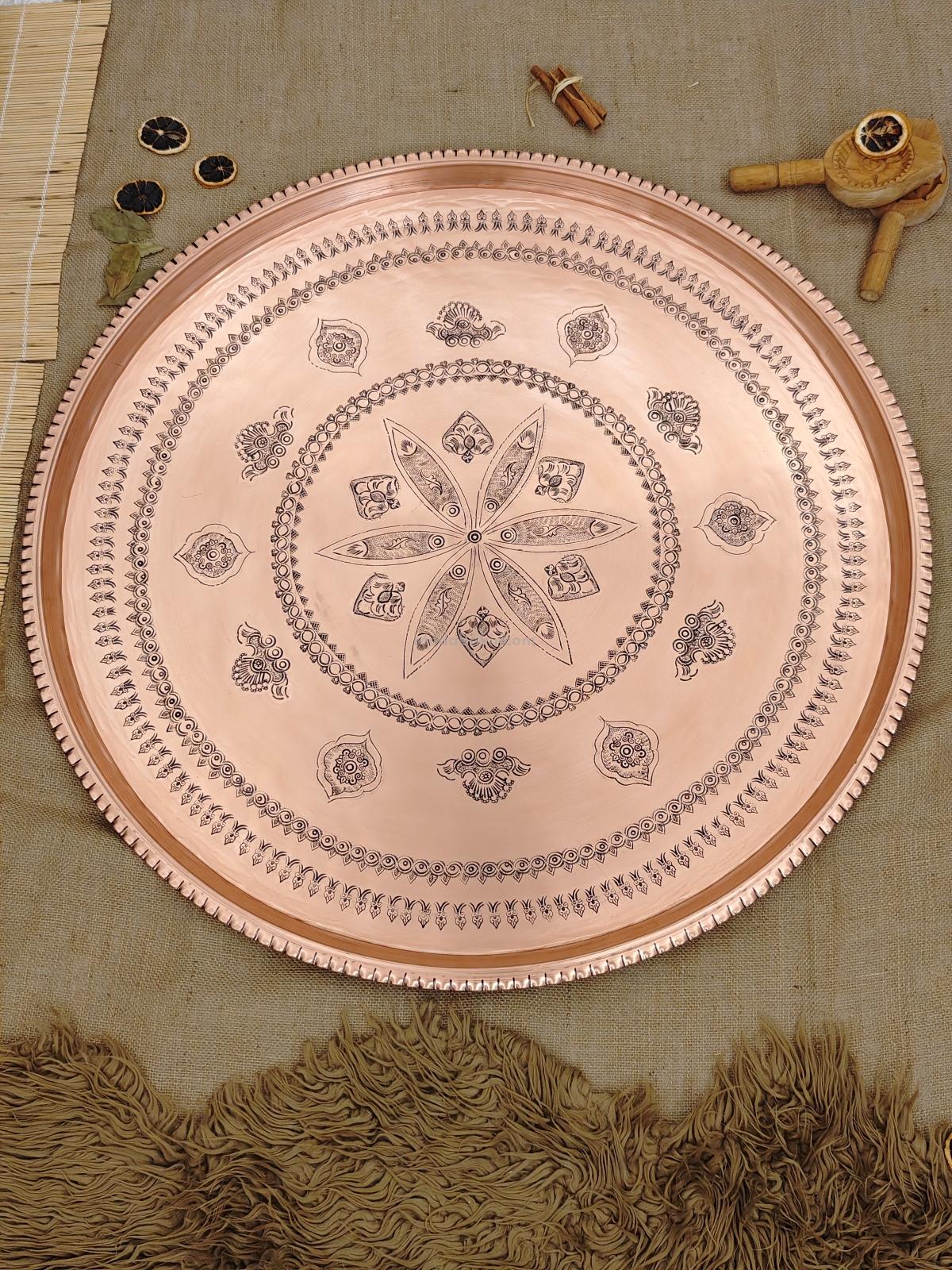 Bakır Nakışlı Sini 60 Cm - Görsel 2