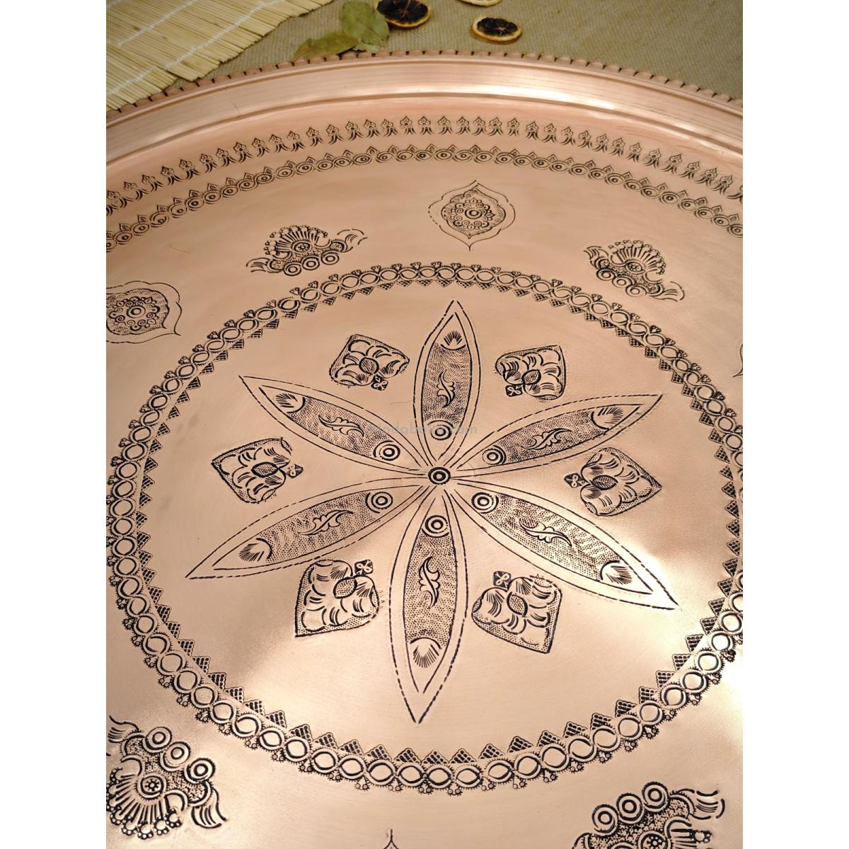 Bakır Nakışlı Sini 60 Cm - Görsel 3