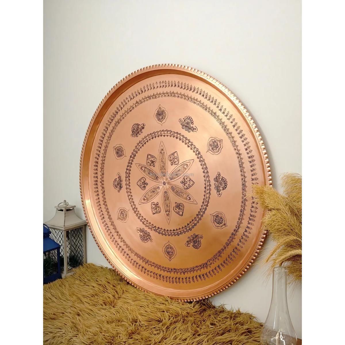 Bakır Nakışlı Sini 70 Cm - Görsel 5