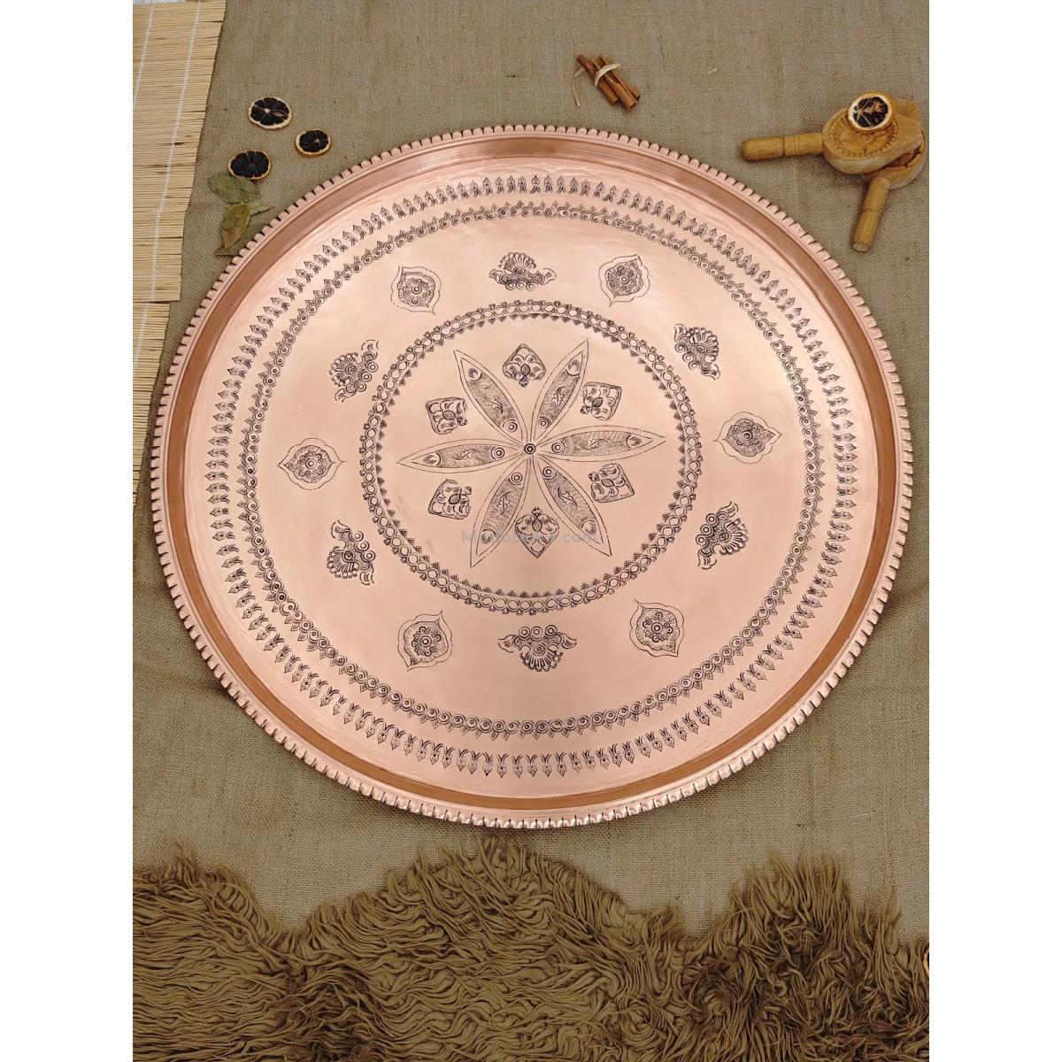 Bakır Nakışlı Sini 80 Cm - Görsel 2