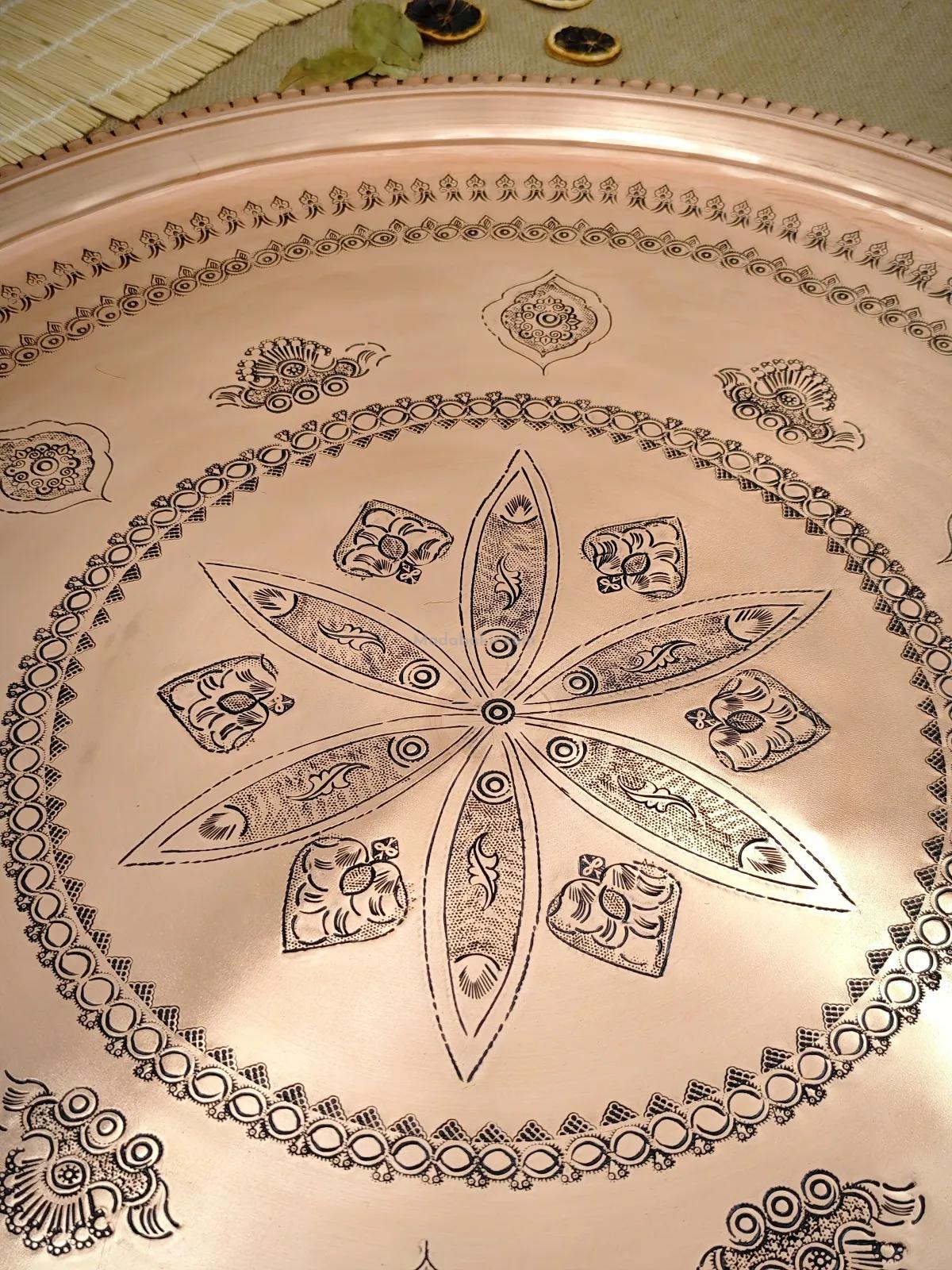 Bakır Nakışlı Sini 80 Cm - Görsel 3