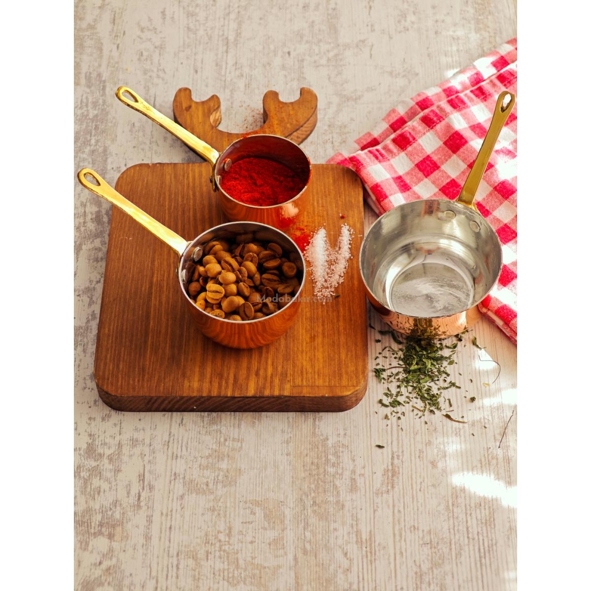 Bakır Ölçü Kabı Seti,Sos Tavası - Görsel 2